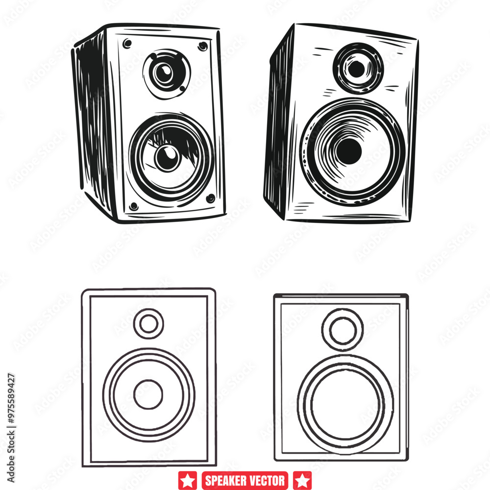 Audio Waveform Icons Speaker Silhouette Set Audio Waveform Icons Speaker Silhouette Set