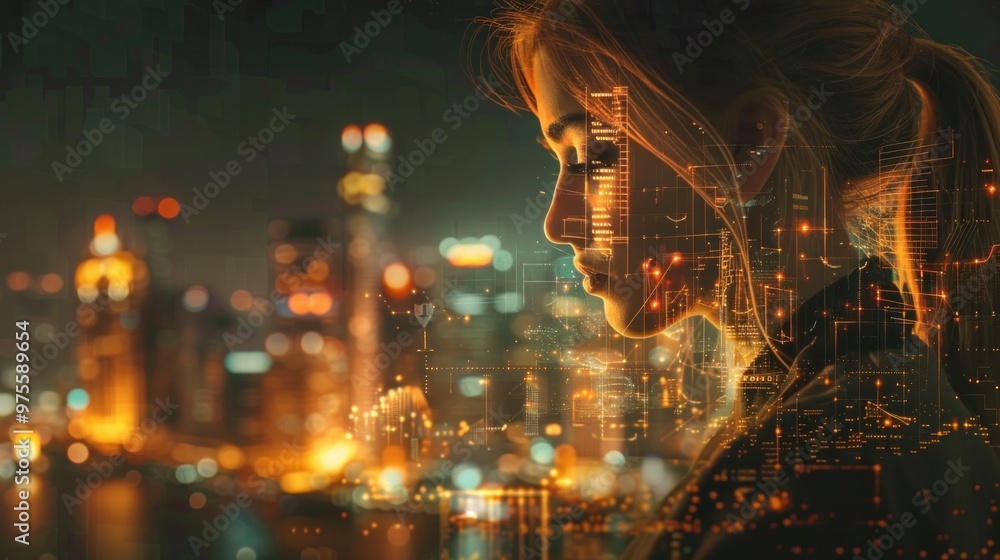 Breathtaking nighttime cityscape with skyscrapers bridges and lights reflected in the calm waters of a river running through a vibrant modern metropolitan area Breathtaking nighttime cityscape with skyscrapers bridges and lights reflected in the calm waters of a river running through a vibrant modern metropolitan area