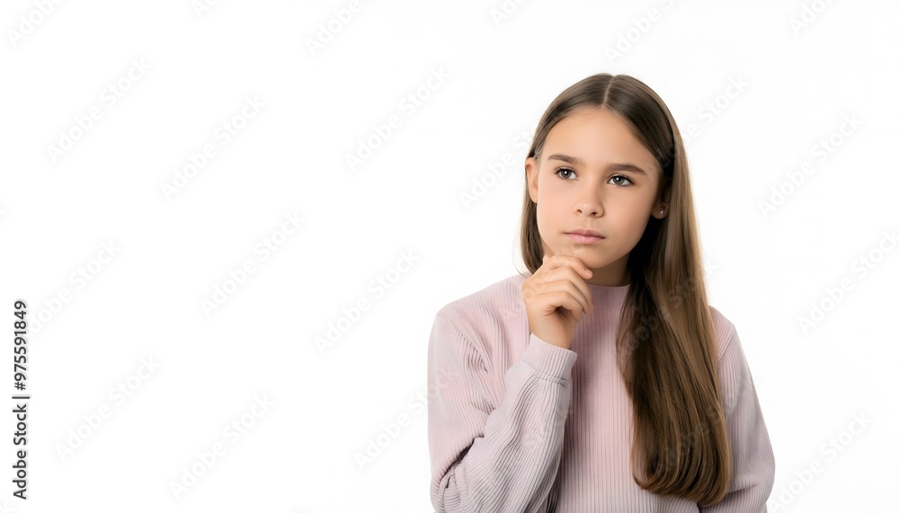 Young girl looking sad and confused, isolated on white Young girl looking sad and confused, isolated on white