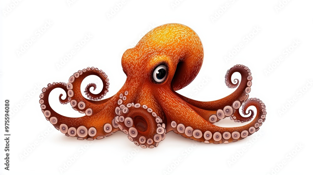 A vibrant, realistic octopus showcasing its unique textures and colors, perfect for marine life enthusiasts and culinary themes. A vibrant, realistic octopus showcasing its unique textures and colors, perfect for marine life enthusiasts and culinary themes.