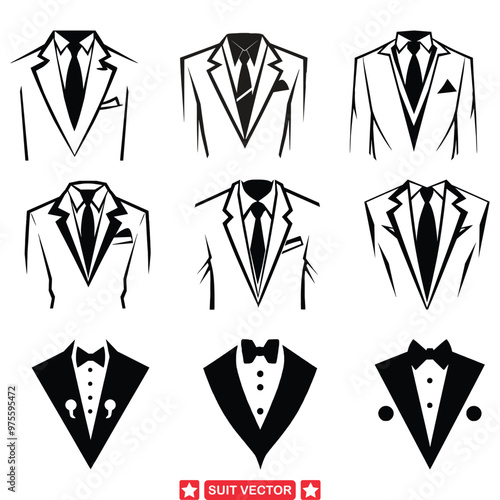 Elegant Attire Vector Collection  Tailored Suit Silhouettes for Professionals