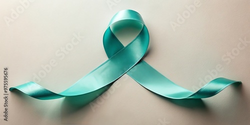 A delicate teardrop-shaped ribbon in a soft, gentle hue, symbolizing ovarian cancer awareness, hope, and support for photo