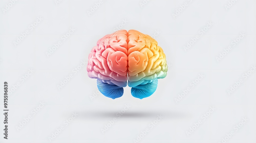 Colorful brain illustration representing creativity, intelligence, and the power of thought in a playful and vibrant design. Colorful brain illustration representing creativity, intelligence, and the power of thought in a playful and vibrant design.