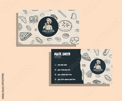 Modern Business Card. Double sided Business Card template. Creative and Clean Business Card Template. Business Card layout, Bakery Shop Business Card