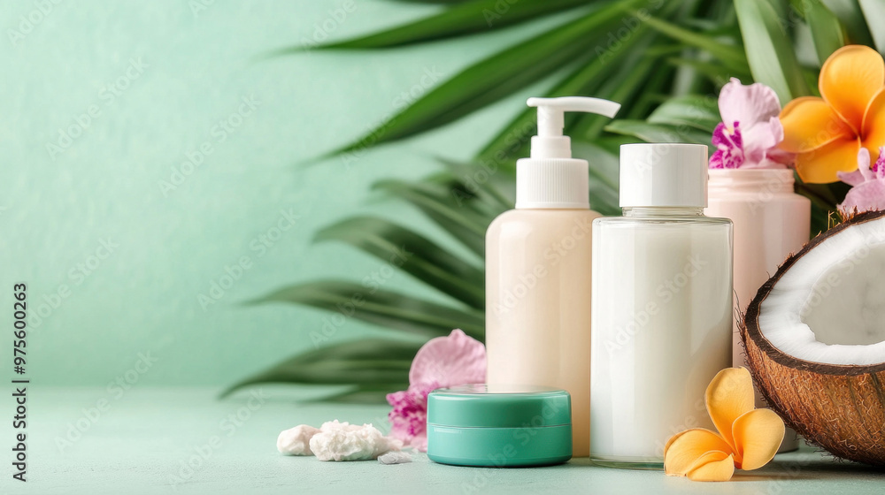 A jar of coconut oil sits beside beauty products made from natural ingredients, emphasizing its role in skincare. A jar of coconut oil sits beside beauty products made from natural ingredients, emphasizing its role in skincare.