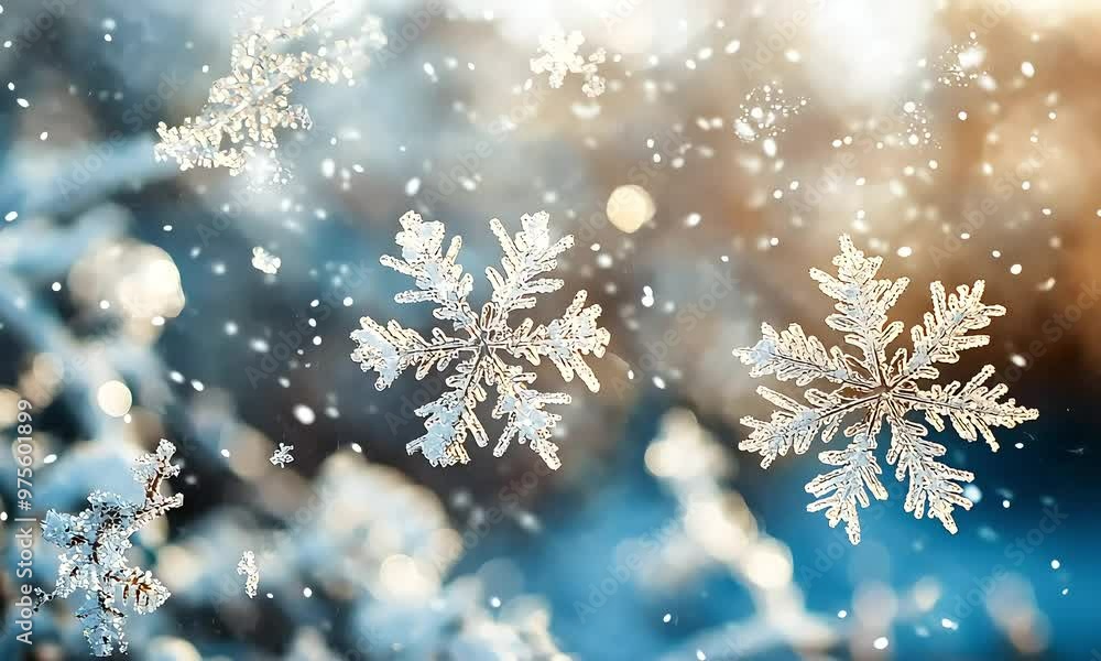 Close-Up of Delicate Snowflakes Falling in Winter with ai generated.
Close-Up of Delicate Snowflakes Falling in Winter with ai generated.