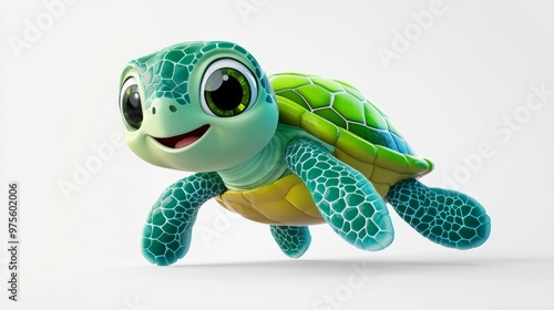 Cute Cartoon Sea Turtle Illustration