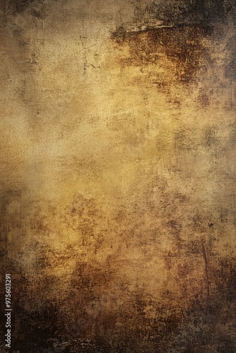 Vintage grunge wall texture in earthy brown and yellow tones, featuring a worn, weathered surface for a rustic backdrop.