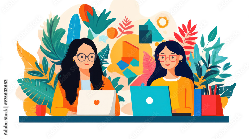 A successful woman business owner mentors a young entrepreneur, offering guidance and support. A successful woman business owner mentors a young entrepreneur, offering guidance and support.