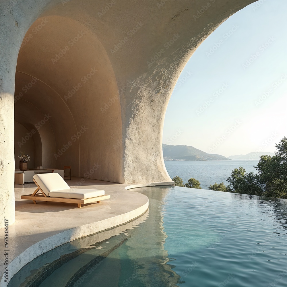Mediterranean Oasis: Arched Terrace with Infinity Pool Mediterranean Oasis: Arched Terrace with Infinity Pool
