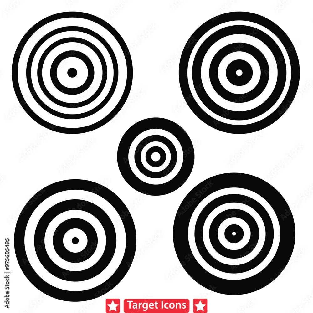 Bullseye Beauty Diverse Target Icon Vector Set for Creatives Bullseye Beauty Diverse Target Icon Vector Set for Creatives