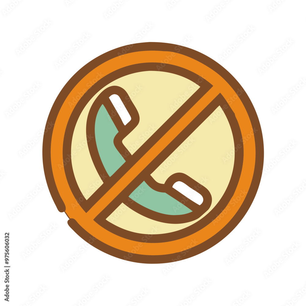 No Phone Icon In Muted Colors Representing, Digital Detox Theme, 1970s Color Palette, Transparent Background No Phone Icon In Muted Colors Representing, Digital Detox Theme, 1970s Color Palette, Transparent Background