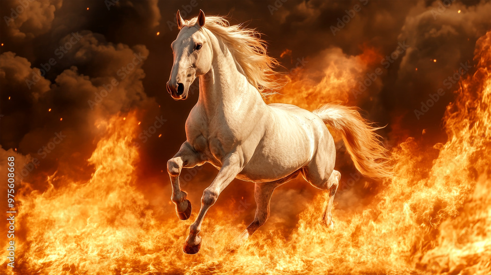 horse running in fire on background horse running in fire on background