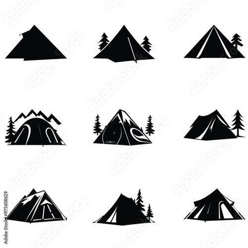 Campground Adventures  Tent Vector Silhouettes for Outdoor Enthusiasts