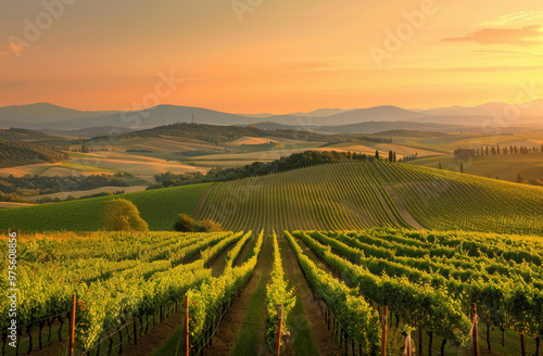 Wallpaper Mural Beautiful Sunset Sky in Napa Valley Wine Country on Spring Vineyards , Mountains. Torontodigital.ca