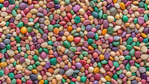 Vibrant multicolored candy-like pebbles texture for playful design background