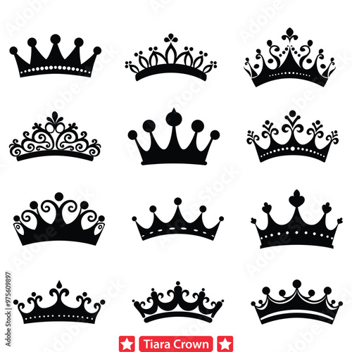 Enchanting Tiara Crown Vector Set  Exquisite Designs for Fairytale Themes