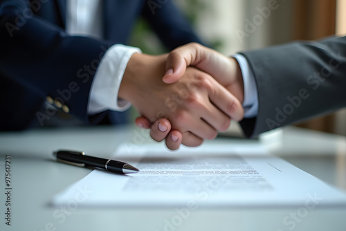 Business Handshake Agreement Contract Deal Close Up