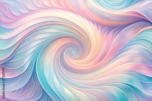 Wallpaper Mural Wavy lines of soft pastel hues swirl together in a mesmerizing dance, forming a calming geometric pattern reminiscent of misty dawn skies. Torontodigital.ca