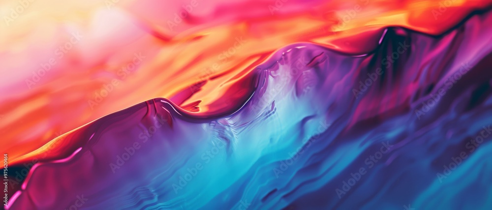 Φωτογραφία Wavy layers of pink, purple, and orange merge together in a fluid, abstract design, exuding warmth and creativity in every curve