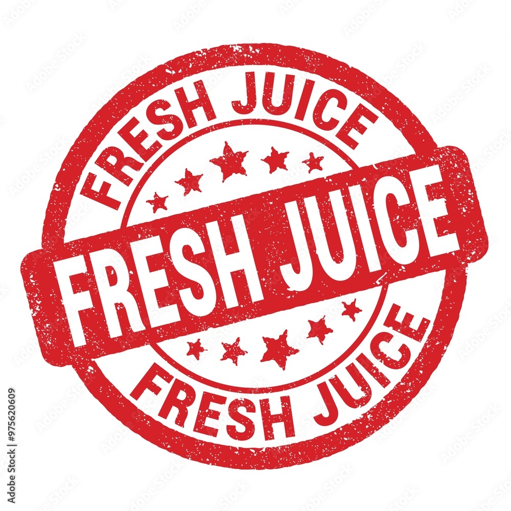 FRESH JUICE text written on red round stamp sign. FRESH JUICE text written on red round stamp sign.