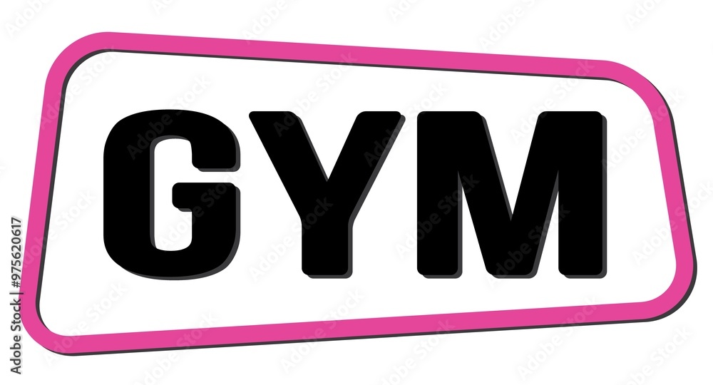 GYM text on pink-black trapeze stamp sign. GYM text on pink-black trapeze stamp sign.