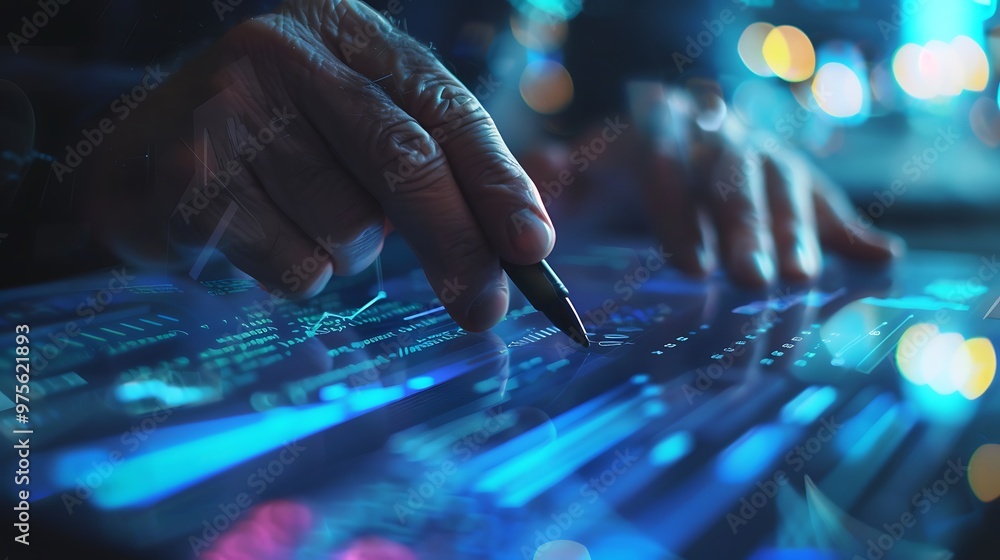 A closeup of a programmer's hands efficiently scrolling through digital code on a tablet featuring a stylus pen close by for quick annotations highlighting productivity and innovation in technology A closeup of a programmer's hands efficiently scrolling through digital code on a tablet featuring a stylus pen close by for quick annotations highlighting productivity and innovation in technology