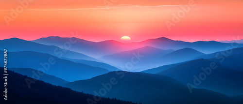 Majestic Sunset Over Layered Mountain Ranges