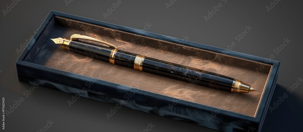 Elegant and luxurious fountain pen nestled in a sleek wooden gift box Elegant and luxurious fountain pen nestled in a sleek wooden gift box
