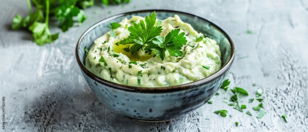 A vibrant bowl of creamy guacamole garnished with parsley, resting on a rustic wooden table, highlights simple yet delightful culinary craftsmanship. A vibrant bowl of creamy guacamole garnished with parsley, resting on a rustic wooden table, highlights simple yet delightful culinary craftsmanship.