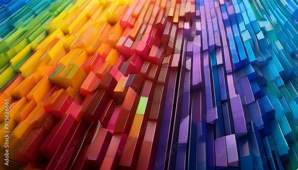 Geometric rainbow pattern background with depth of field for a bold design Geometric rainbow pattern background with depth of field for a bold design
