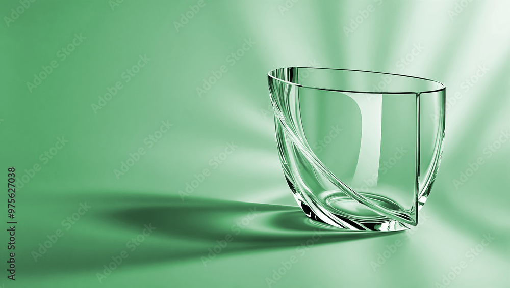 elegant aesthetic design, template with copy space area, colourful glass isolated on clean background, blank advertising display