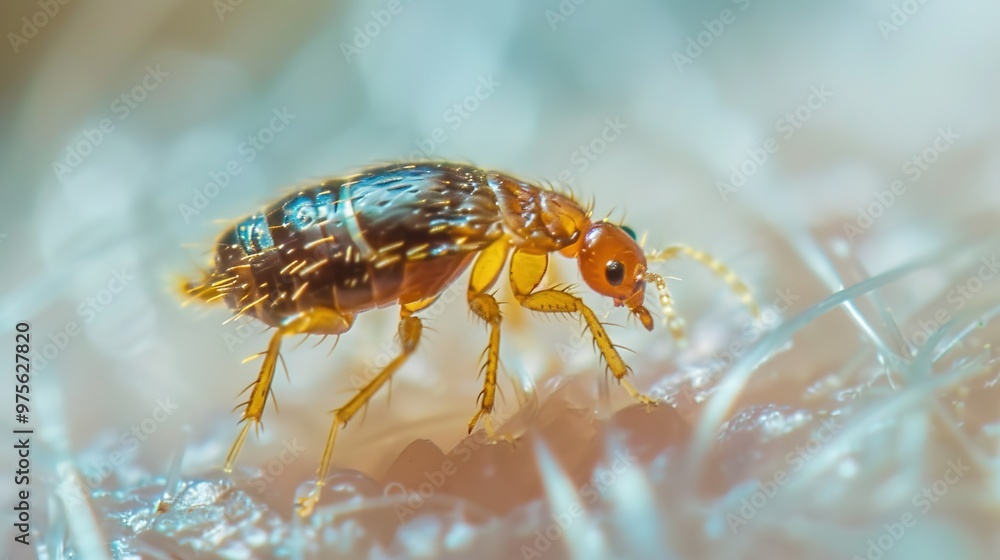 Fototapeta premium flea jumping on pet close up