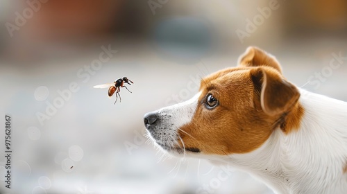 flea jumping on pet close up