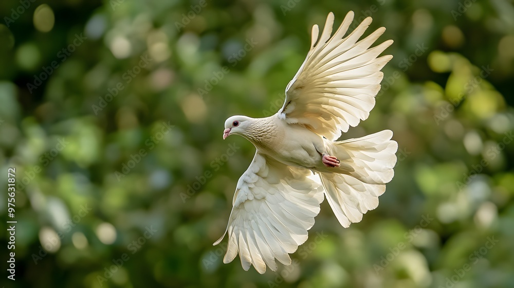 84. A solitary white dove in mid-flight 84. A solitary white dove in mid-flight