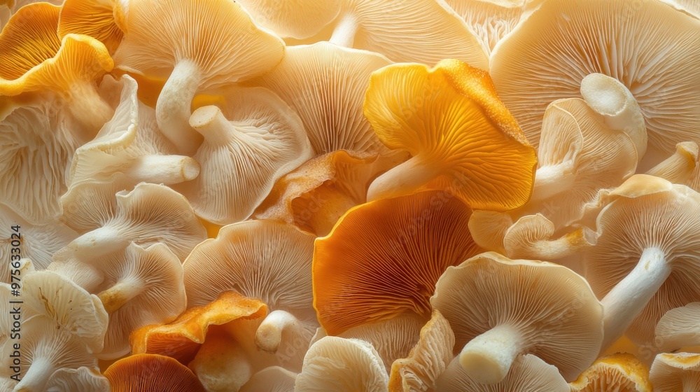 Abstract pattern created from different mushroom species Abstract pattern created from different mushroom species