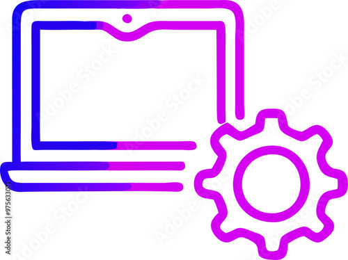 synchronous or asynchronous learning, icon outline gradient