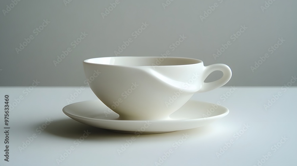 88. A delicate white porcelain teacup with a small saucer 88. A delicate white porcelain teacup with a small saucer
