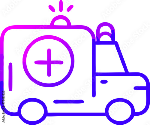 ambulance, use a crescent instead of a cross, icon outline gradient