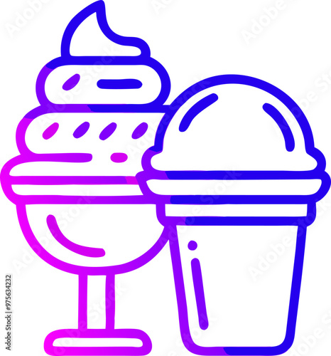 ice cream with kakao, icon outline gradient