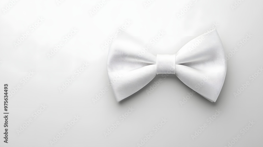 Naklejka premium 90. A classic white bowtie on a white background