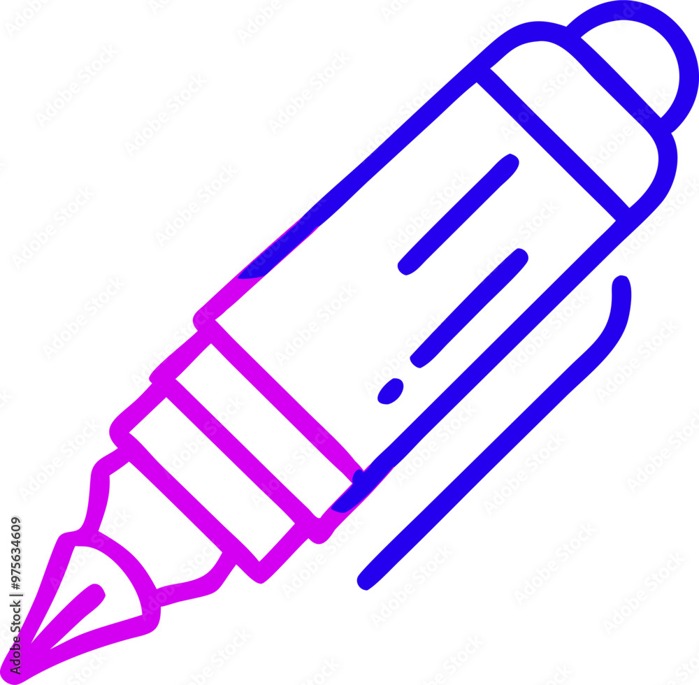 spaceship that looks like a pen, pencil or fountain pen, icon outline gradient spaceship that looks like a pen, pencil or fountain pen, icon outline gradient