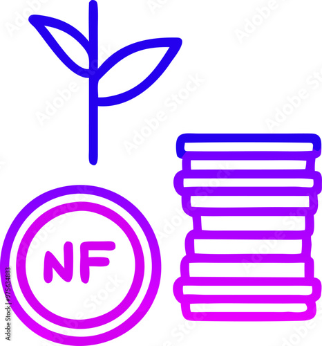 icon of nft minting, icon outline gradient