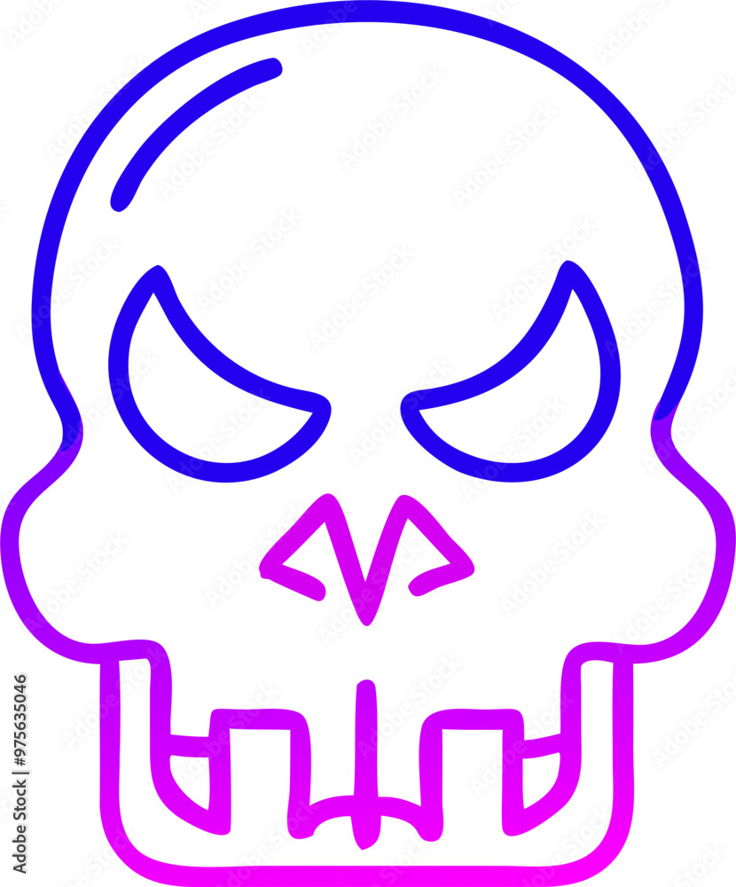 Obraz premium the angry skull in halloween event, icon outline gradient
