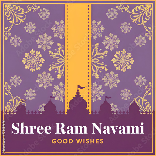 Festive image conveying good wishes for Shree Ram Navami, featuring vibrant colors and cultural elements celebrating the occasion. photo