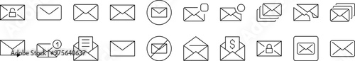 Pack of Line Icons of Envelope. Editable Stroke. Minimalistic Linear Pictogram for Design of Cards, Apps, Banners, Posts