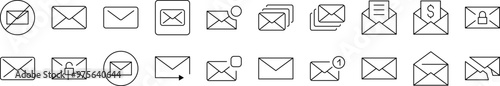 Envelope Outline Web Line Icons Collection. Editable Stroke. Minimalistic Linear Pictogram for Design of Cards, Apps, Banners, Posts