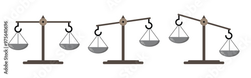 Vintage Scales Different Positions. Old fashioned weight measuring device