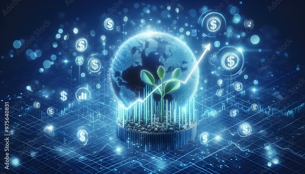 Creative growing forex chart on blue bokeh grid background. Trade, money, finance and success concept. 3D Rendering. Creative growing forex chart on blue bokeh grid background. Trade, money, finance and success concept. 3D Rendering.