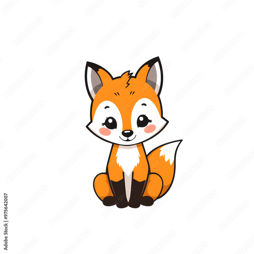 Cute baby fox logo isolated on white background. Generative AI Cute baby fox logo isolated on white background. Generative AI